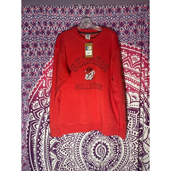 NWT Georgia Bulldogs Crewneck Sweater Size Medium Red Black - Picture 1 of 5